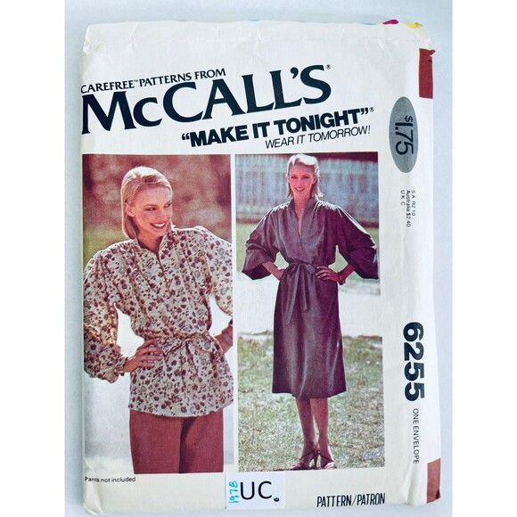Vintage 70s McCalls 6255 Misses Dress Boho Top Sewing Pattern Sz 4-20 UNCUT - Picture 1 of 2